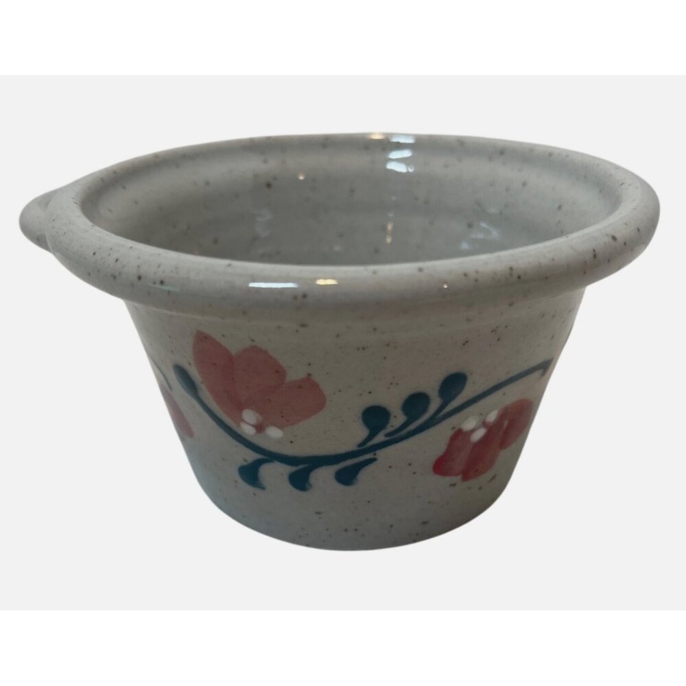 Handmade Stoneware Pottery Cup With Hand-Painted Floral Design By Great Bay Pott